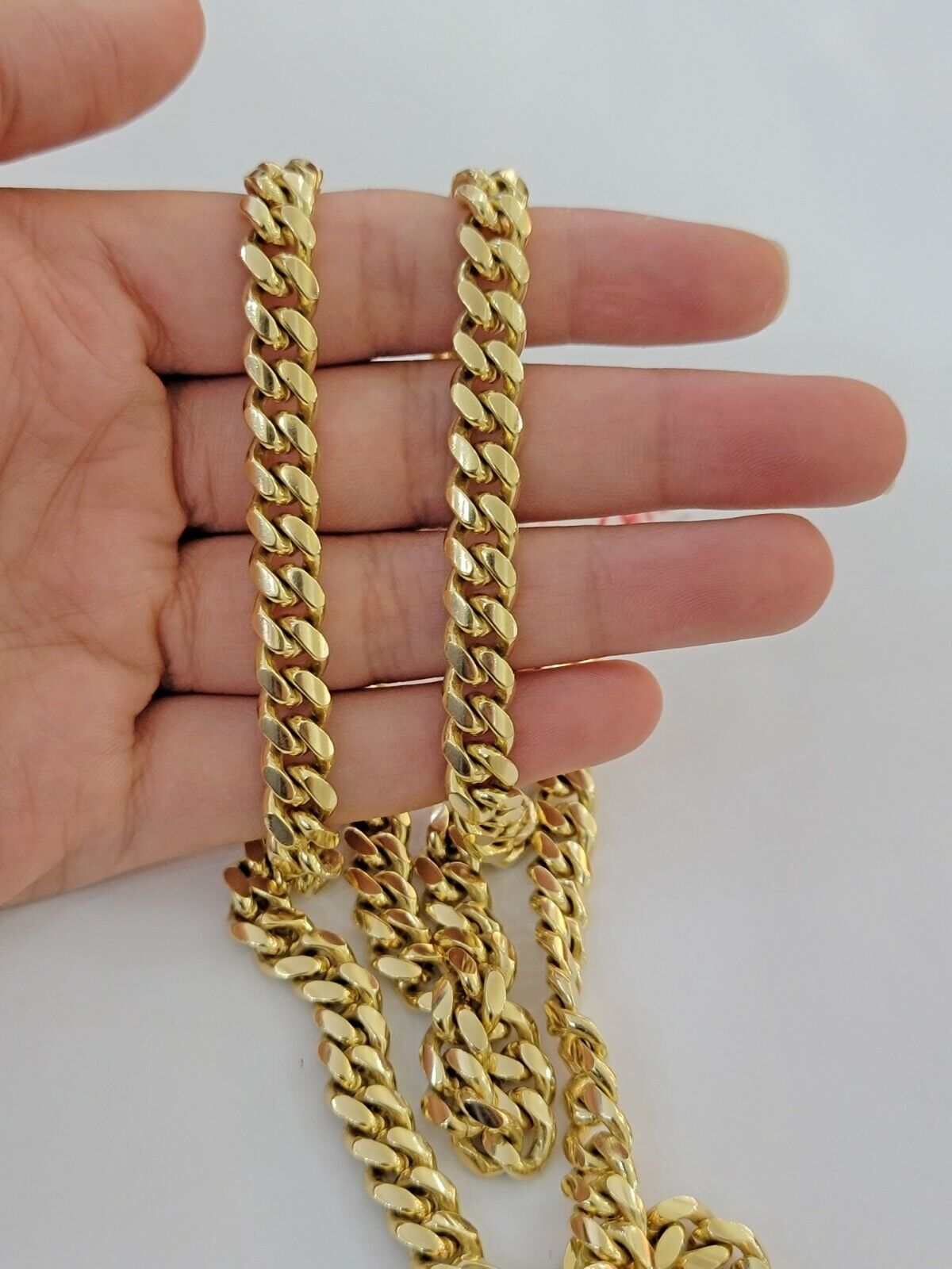 14k Yellow Gold Chain Necklace 7mm Solid Miami Cuban Link 22"Inch Men 14kt REAL - Reva Jeweler