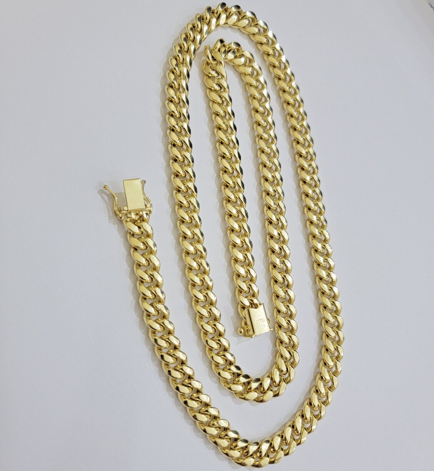14k Yellow Gold Chain Necklace 8mm Miami Cuban Link 20 - 30 Inch REAL 14KT MEN'S - Reva Jeweler