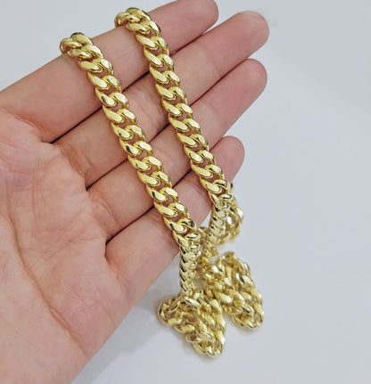 14k Yellow Gold Chain Necklace 8mm Miami Cuban Link 20 - 30 Inch REAL 14KT MEN'S - Reva Jeweler