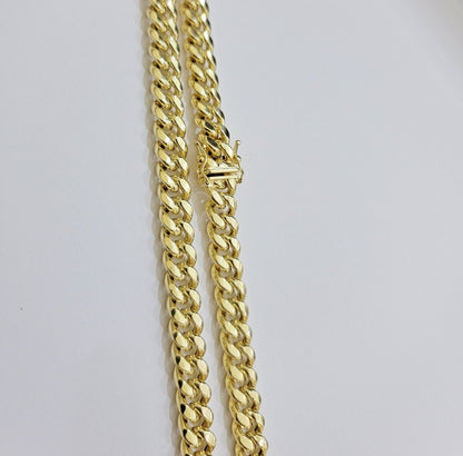 14k Yellow Gold Chain Necklace 8mm Miami Cuban Link 20 - 30 Inch REAL 14KT MEN'S - Reva Jeweler