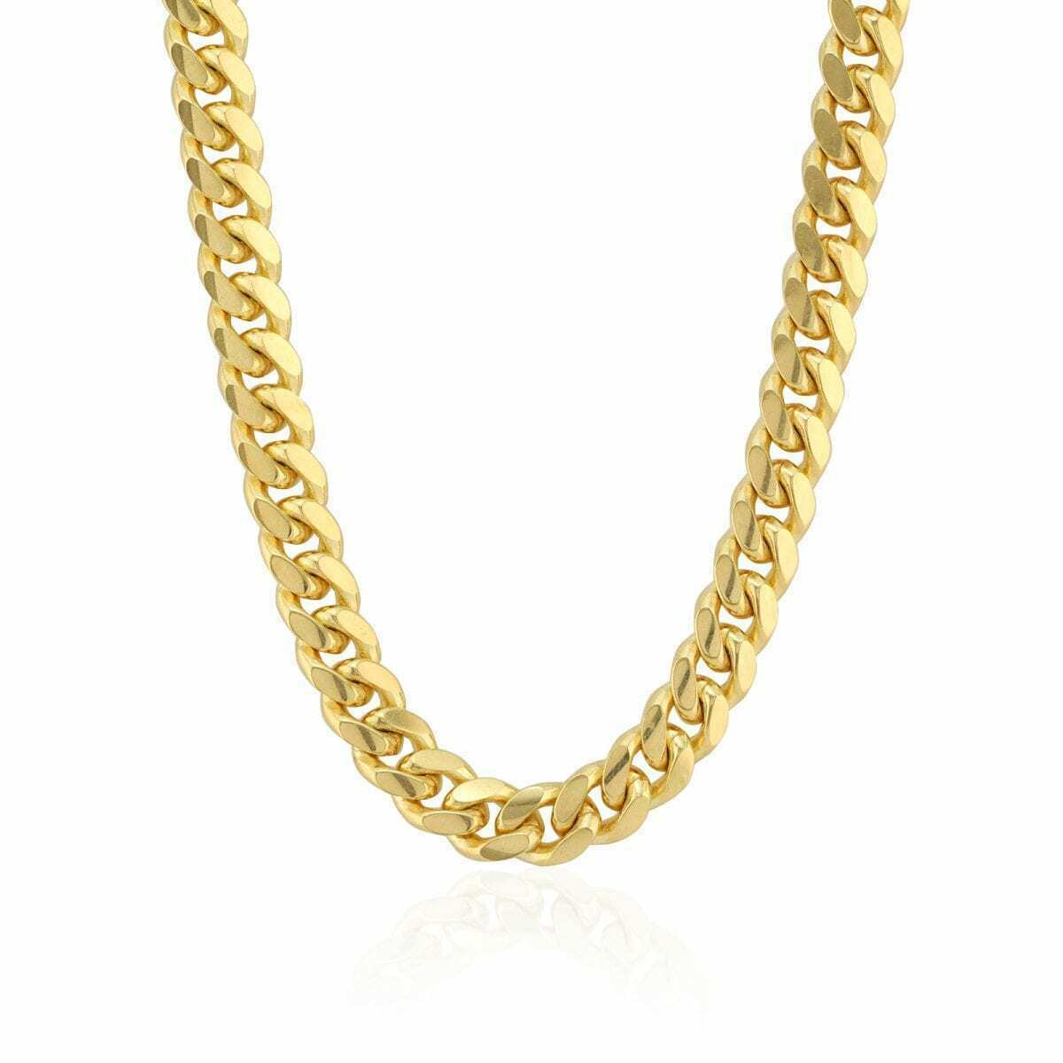 14k Yellow Gold Chain Necklace Miami Cuban Link 8mm 18" - 28" Inch Men's REAL 14kt - Reva Jeweler