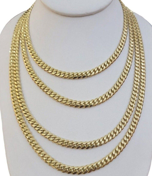 14k Yellow Gold Chain Necklace Miami Cuban Solid Link 6mm 20" - 30" REAL 14KT Men - Reva Jeweler