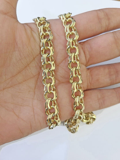 14k Yellow Gold Chino Link ID Necklace Chain 9mm 24Inch For Men's 14kt Gold