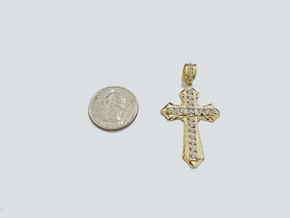 14k Yellow Gold Cross Charm Rope Chain Necklace 4mm 24'' Pendant 14kt Jesus Real - Reva Jeweler