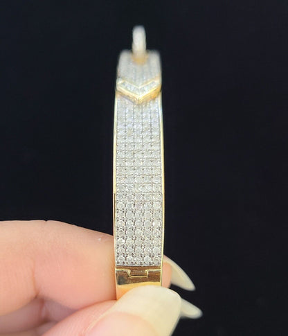 14K Yellow Gold Diamond Bracelet Bangle Spiral Design Round Cut REAL Gold - Reva Jeweler