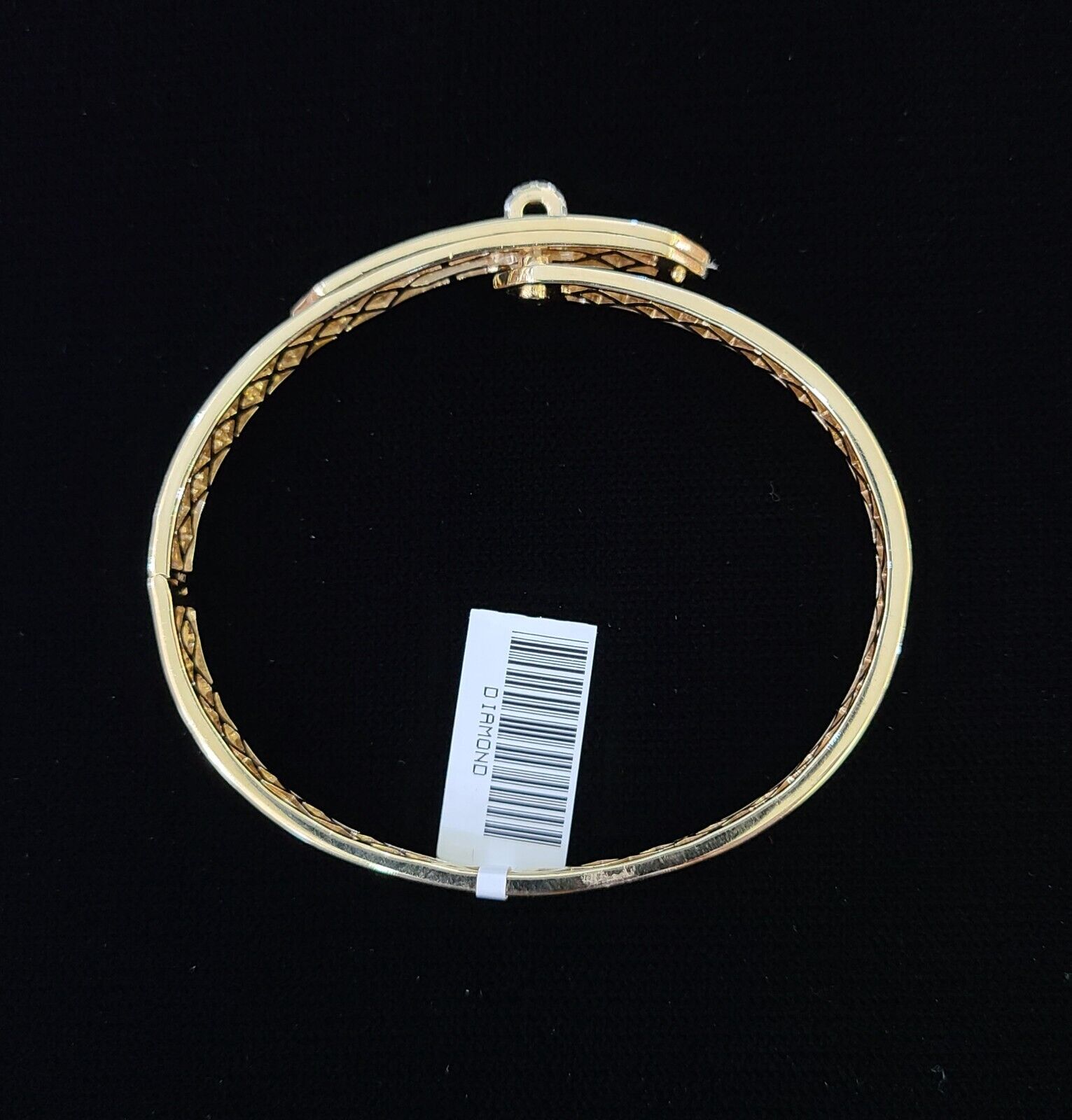 14K Yellow Gold Diamond Bracelet Bangle Spiral Design Round Cut REAL Gold - Reva Jeweler