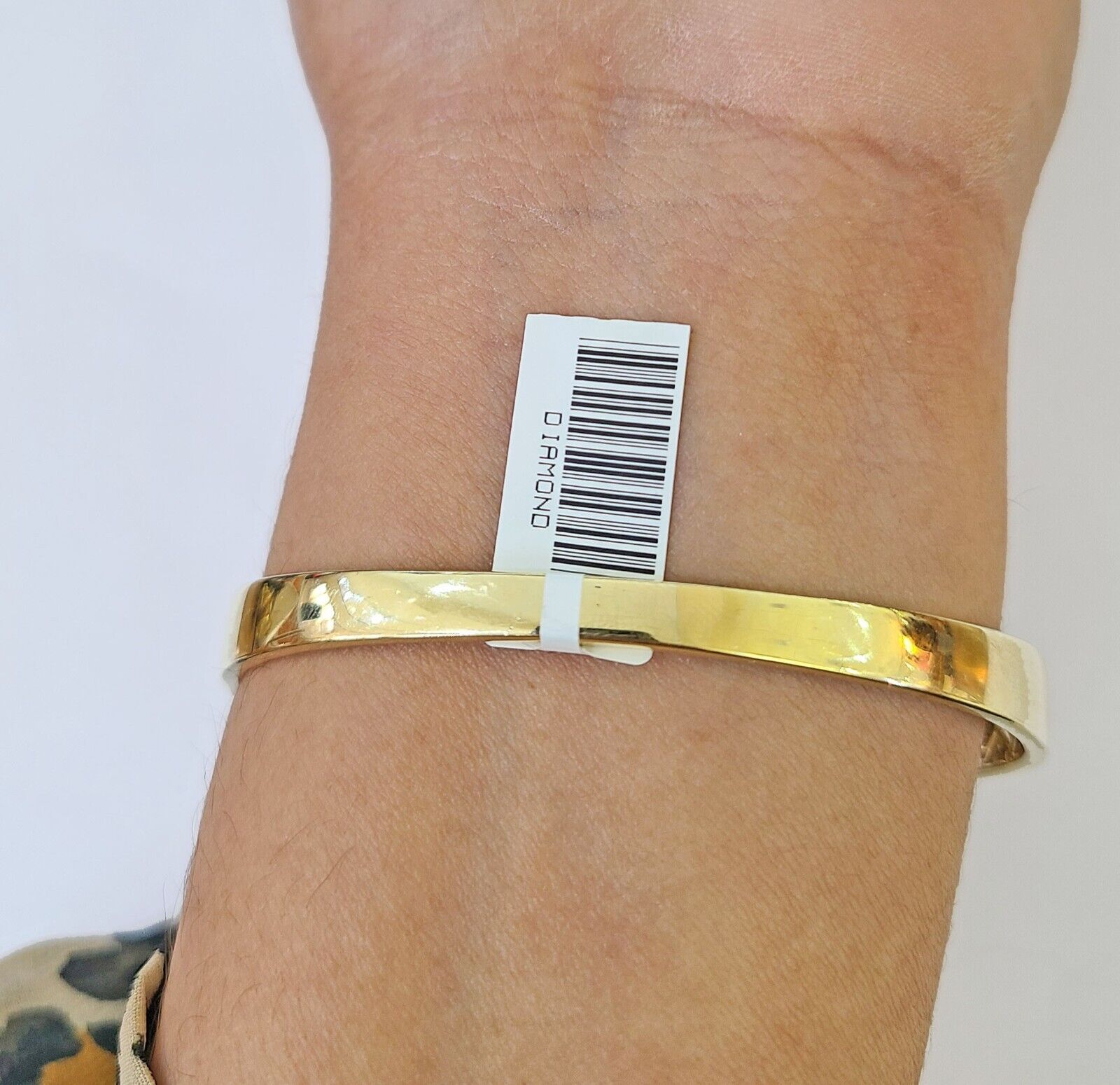 14K Yellow Gold Diamond Bracelet Bangle Spiral Design Round Cut REAL Gold - Reva Jeweler
