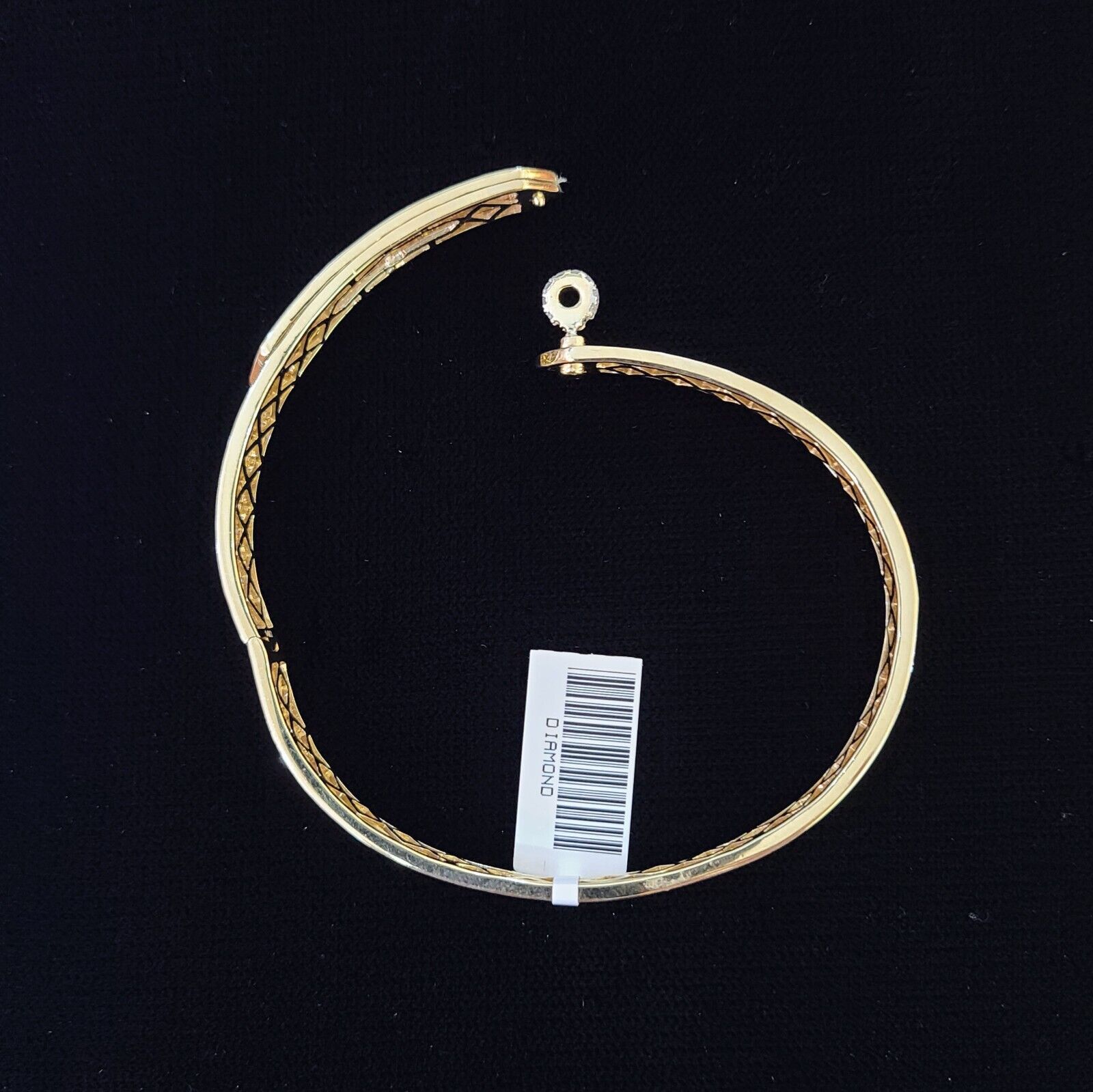14K Yellow Gold Diamond Bracelet Bangle Spiral Design Round Cut REAL Gold - Reva Jeweler