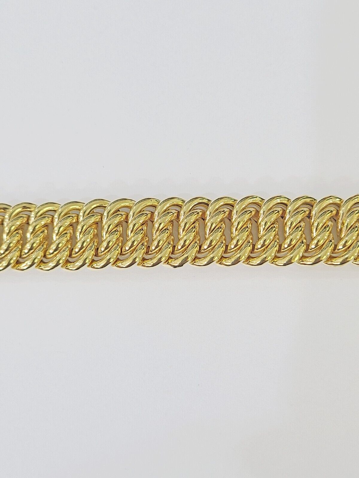 14K Yellow Gold Flat Byzantine Link Bracelet 16mm 7.5" inch Real Genuine - Reva Jeweler