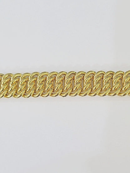 14K Yellow Gold Flat Byzantine Link Bracelet 16mm 7.5" inch Real Genuine - Reva Jeweler