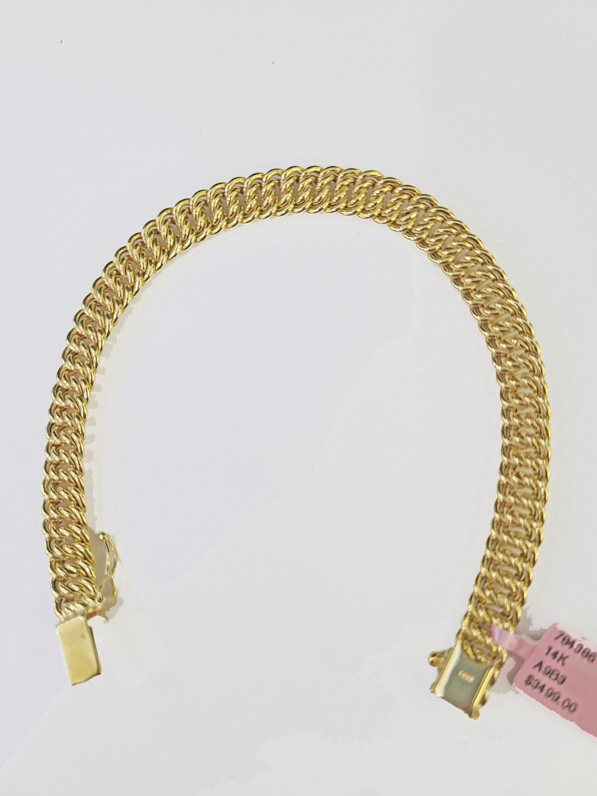 14K Yellow Gold Flat Byzantine Link Bracelet 8mm 7.5 inch Long - Reva Jeweler