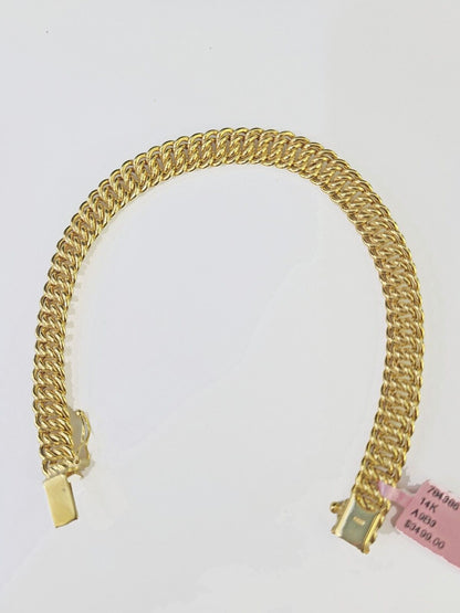 14K Yellow Gold Flat Byzantine Link Bracelet 8mm 7.5 inch Long - Reva Jeweler