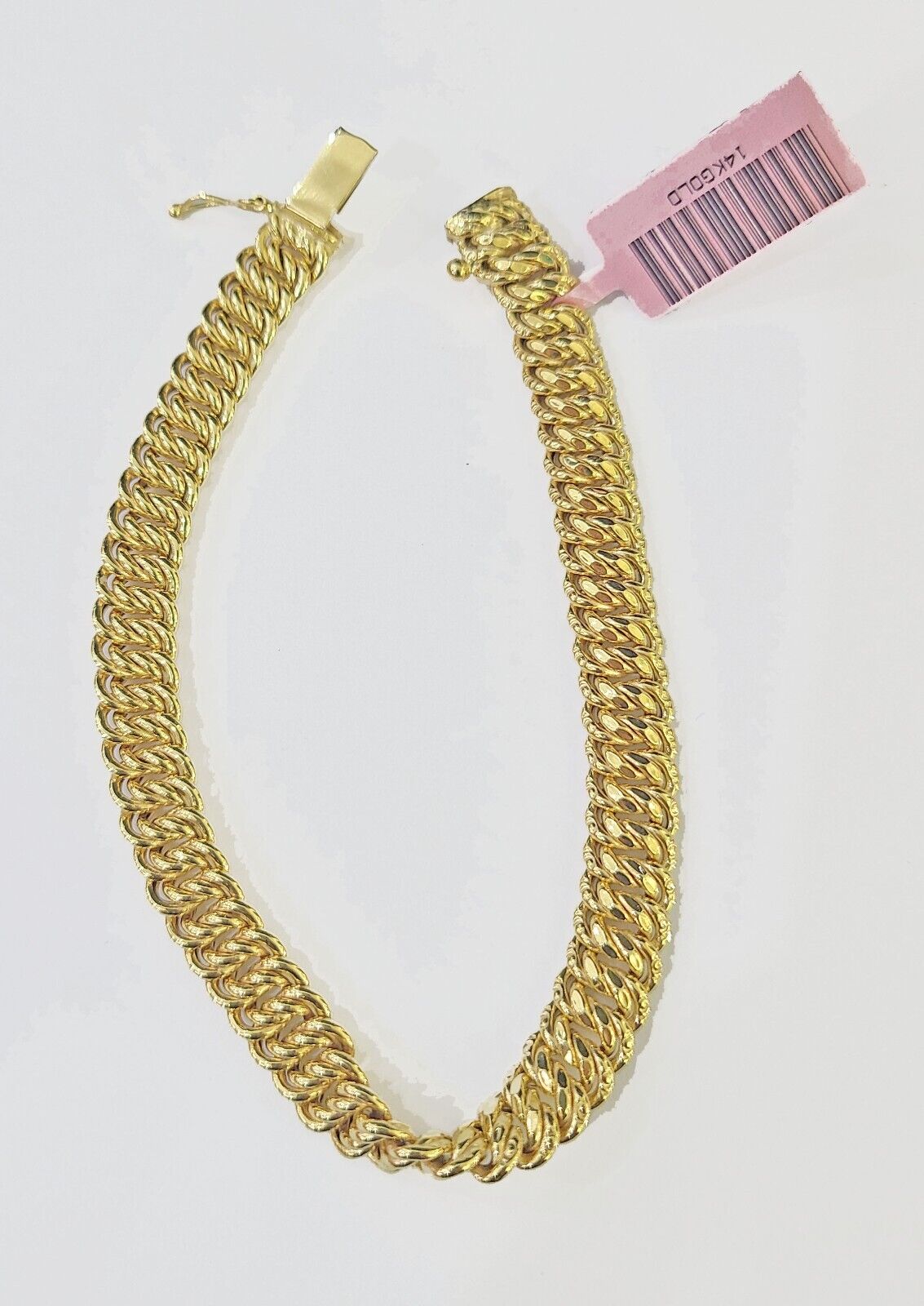 14K Yellow Gold Flat Byzantine Link Bracelet 8mm 7.5 inch Long - Reva Jeweler