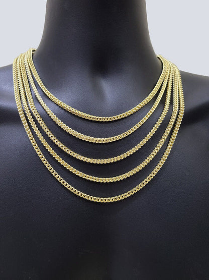 14k Yellow Gold Franco Chain Two - tone Necklace 4mm 18 Inch Diamond Cut 14kt SALE - Reva Jeweler