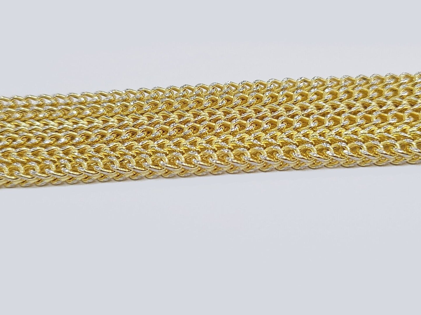 14k Yellow Gold Franco Chain Two - tone Necklace 4mm 18 Inch Diamond Cut 14kt SALE - Reva Jeweler