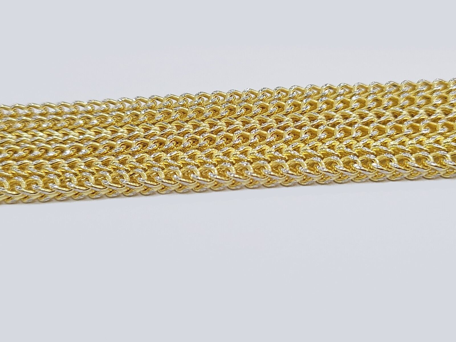 14k Yellow Gold Franco Chain Two - tone Necklace 4mm 18 Inch Diamond Cut 14kt SALE - Reva Jeweler