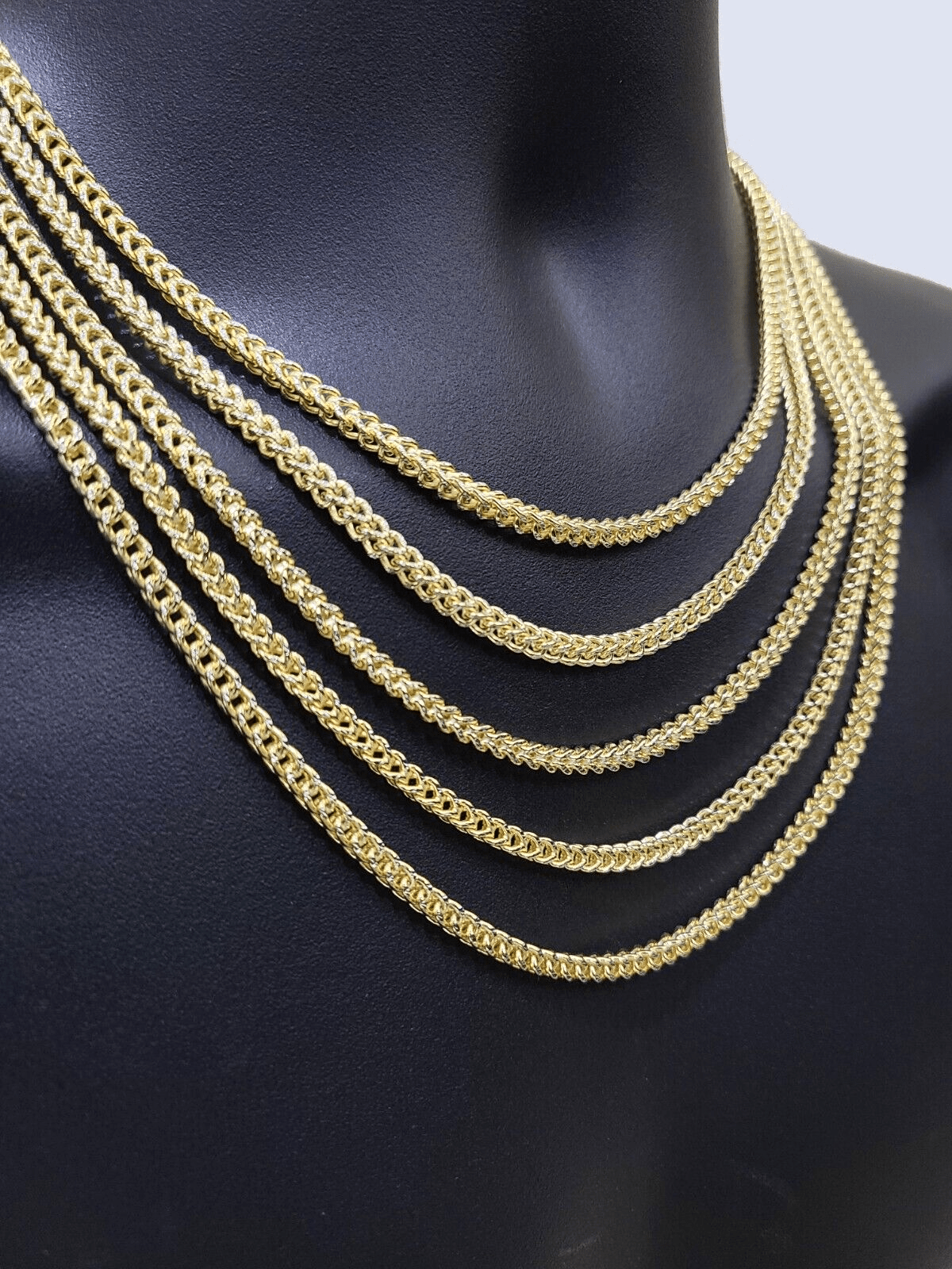 14k Yellow Gold Franco Chain Two - tone Necklace 4mm 20 Inch Diamond Cut 14kt SALE - Reva Jeweler