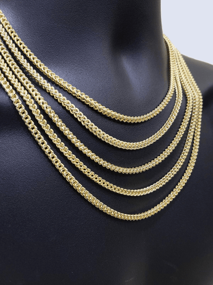 14k Yellow Gold Franco Chain Two - tone Necklace 4mm 20 Inch Diamond Cut 14kt SALE - Reva Jeweler