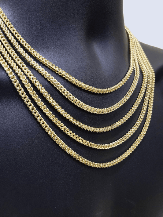 14k Yellow Gold Franco Chain Two - tone Necklace 4mm 20 Inch Diamond Cut 14kt SALE - Reva Jeweler