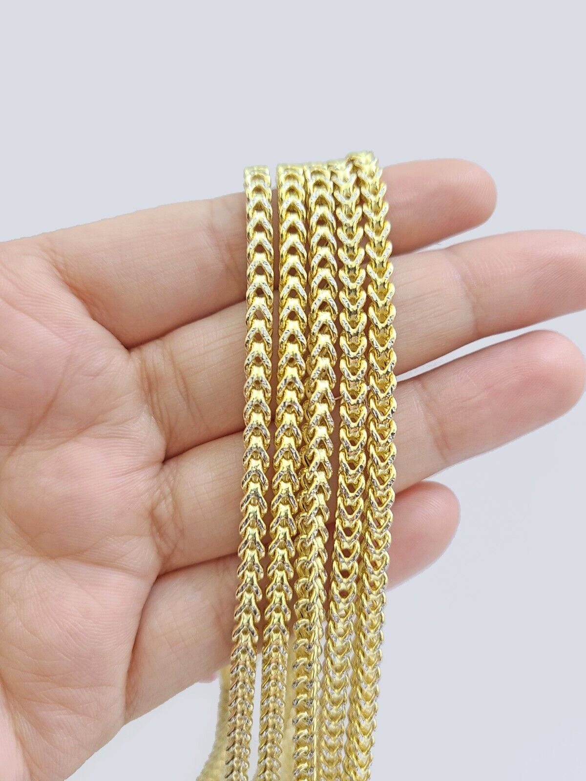 14k Yellow Gold Franco Chain Two - tone Necklace 4mm 22 Inch Diamond Cut 14kt SALE - Reva Jeweler