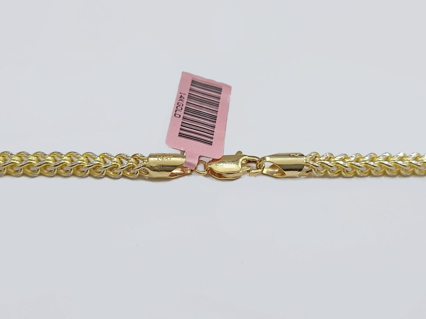 14k Yellow Gold Franco Chain Two - tone Necklace 4mm 22 Inch Diamond Cut 14kt SALE - Reva Jeweler