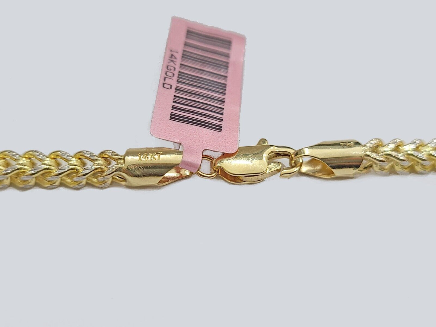 14k Yellow Gold Franco Chain Two - tone Necklace 4mm 24 Inch Diamond Cut 14kt SALE - Reva Jeweler