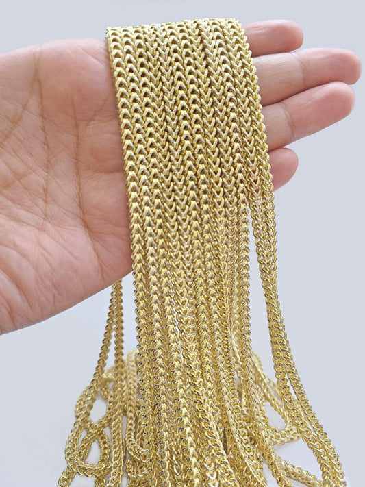 14k Yellow Gold Franco Chain Two - tone Necklace 4mm 24 Inch Diamond Cut 14kt SALE - Reva Jeweler