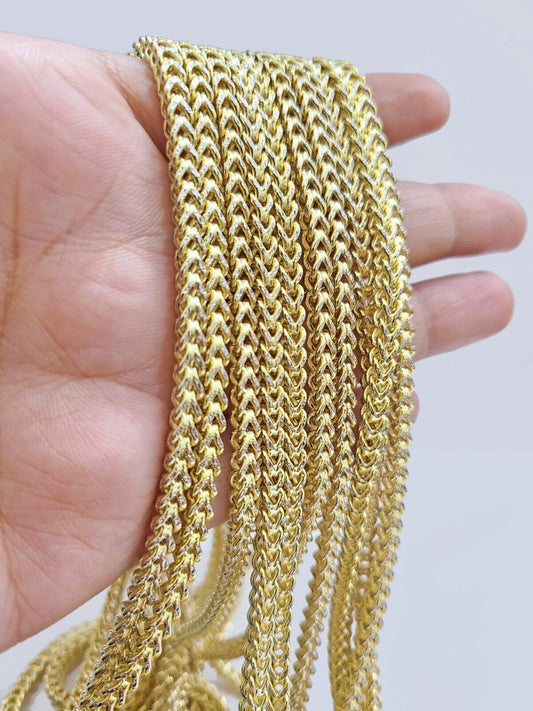 14k Yellow Gold Franco Chain Two - tone Necklace 4mm 26 Inch Diamond Cut 14kt SALE - Reva Jeweler