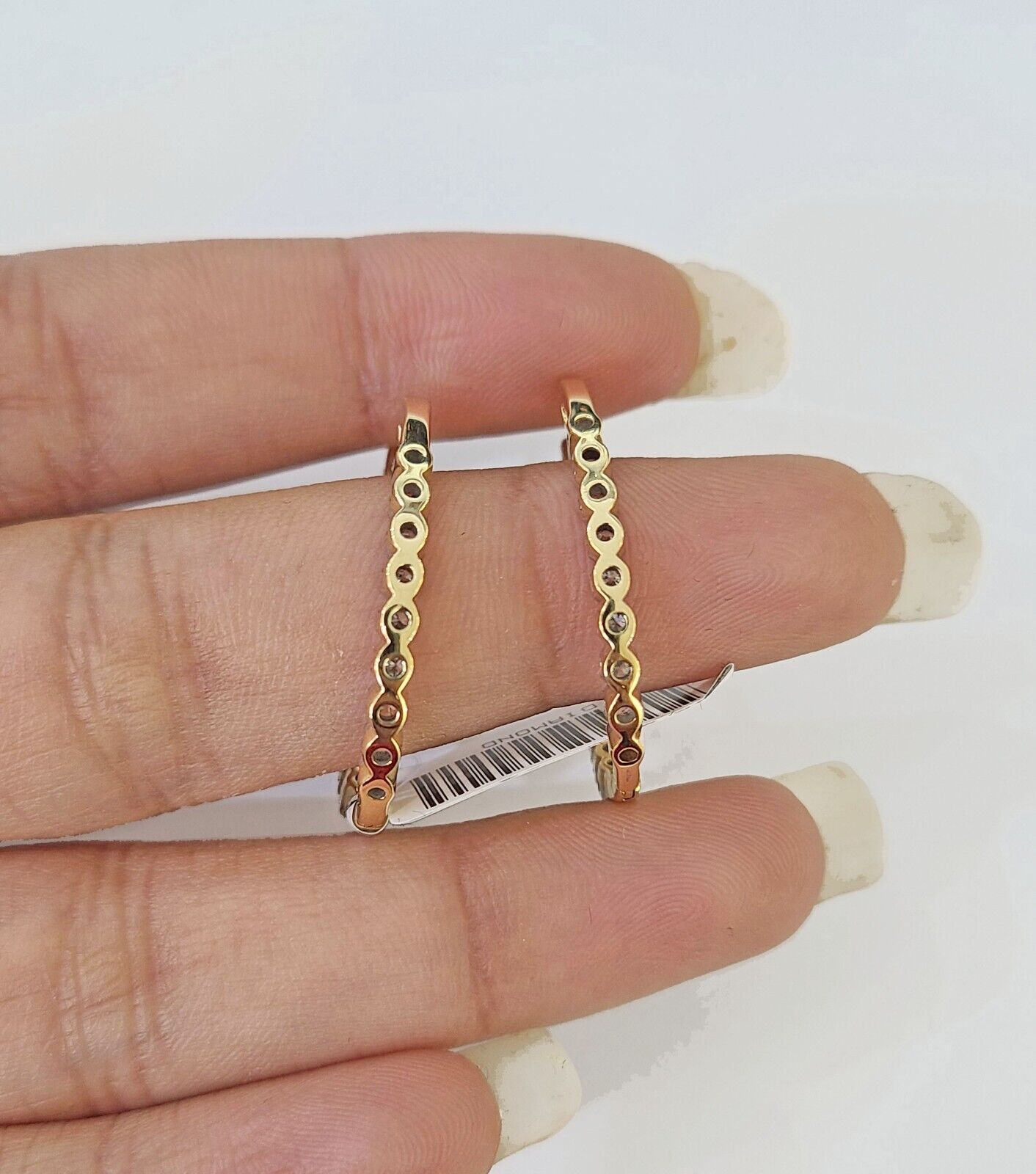 14k Yellow gold Hoops Earring Real Diamond Women Genuine - Reva Jeweler