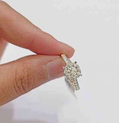 14k Yellow Gold Ladies Diamond Ring Wedding Engagement Women Solid Band REAL - Reva Jeweler