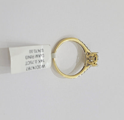 14k Yellow Gold Ladies Diamond Ring Wedding Engagement Women Solid Band REAL - Reva Jeweler