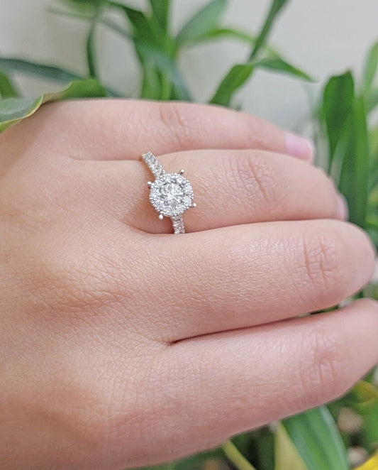 14k Yellow Gold Ladies Diamond Ring Wedding Engagement Women Solid Band REAL - Reva Jeweler