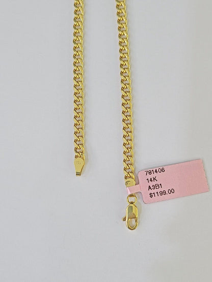14K Yellow Gold Miami Cuban Bracelet 8" Inch 3mm Box Clasp - Reva Jeweler