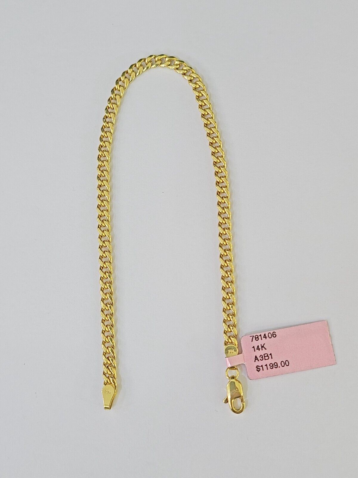 14K Yellow Gold Miami Cuban Bracelet 8" Inch 3mm Box Clasp - Reva Jeweler