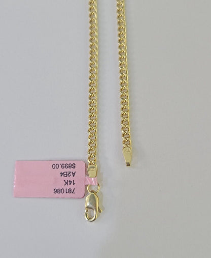 14K Yellow Gold Miami Cuban Bracelet 8" Inch 3mm Box Clasp Real Genuine - GoldenlinQ