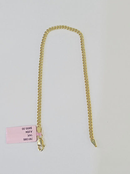 14K Yellow Gold Miami Cuban Bracelet 8" Inch 3mm Box Clasp Real Genuine - GoldenlinQ