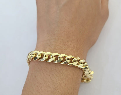 14K Yellow Gold Miami Cuban Bracelet 8.5" Inch 11mm Box Clasp Link Real 14Kt - Reva Jeweler