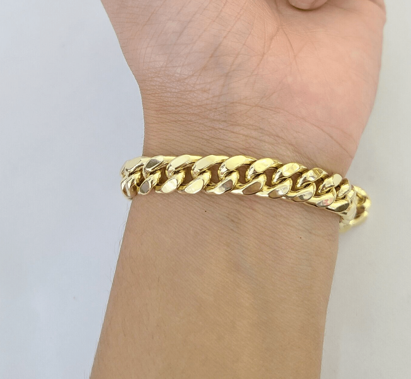 14K Yellow Gold Miami Cuban Bracelet 8.5" Inch 11mm Box Clasp Link Real 14Kt - Reva Jeweler