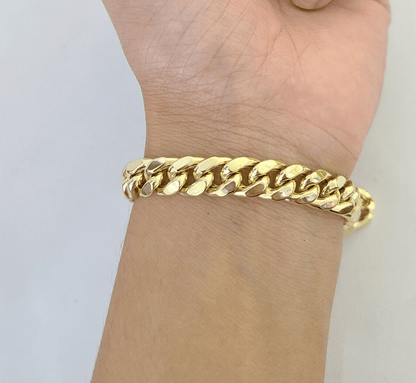14K Yellow Gold Miami Cuban Bracelet 8.5" Inch 11mm Box Clasp Link Real 14Kt - Reva Jeweler