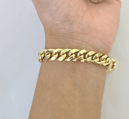 14K Yellow Gold Miami Cuban Bracelet 8.5" Inch 11mm Box Clasp Link Real 14Kt - Reva Jeweler