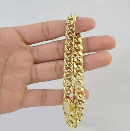 14K Yellow Gold Miami Cuban Bracelet 8.5" Inch 11mm Box Clasp Link Real 14Kt - Reva Jeweler