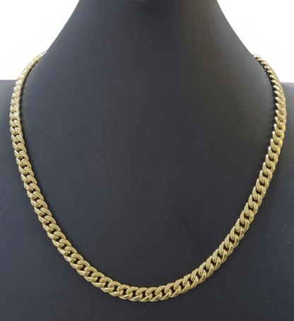 14K Yellow Gold Miami Cuban Chain 22" Inch Long 7mm Box Lock Necklace REAL
