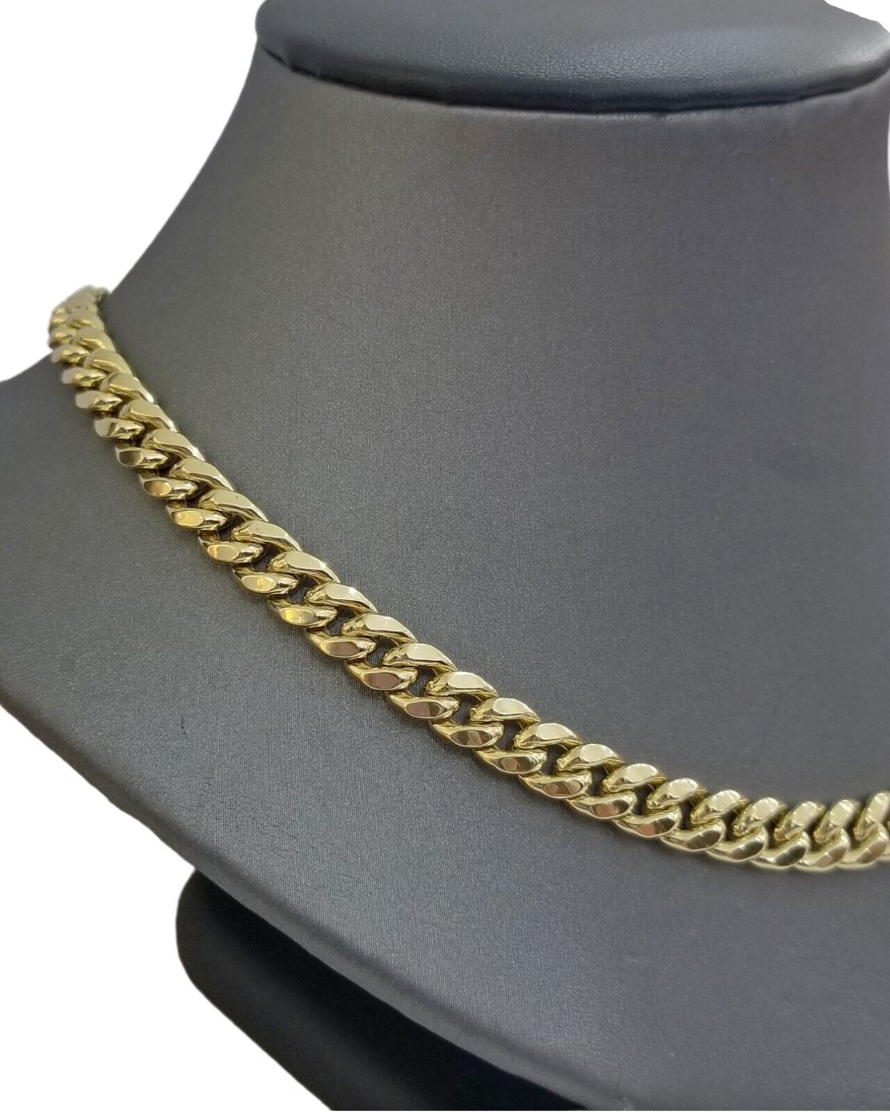 14K Yellow Gold Miami Cuban Chain 22" Inch Long 7mm Box Lock Necklace REAL