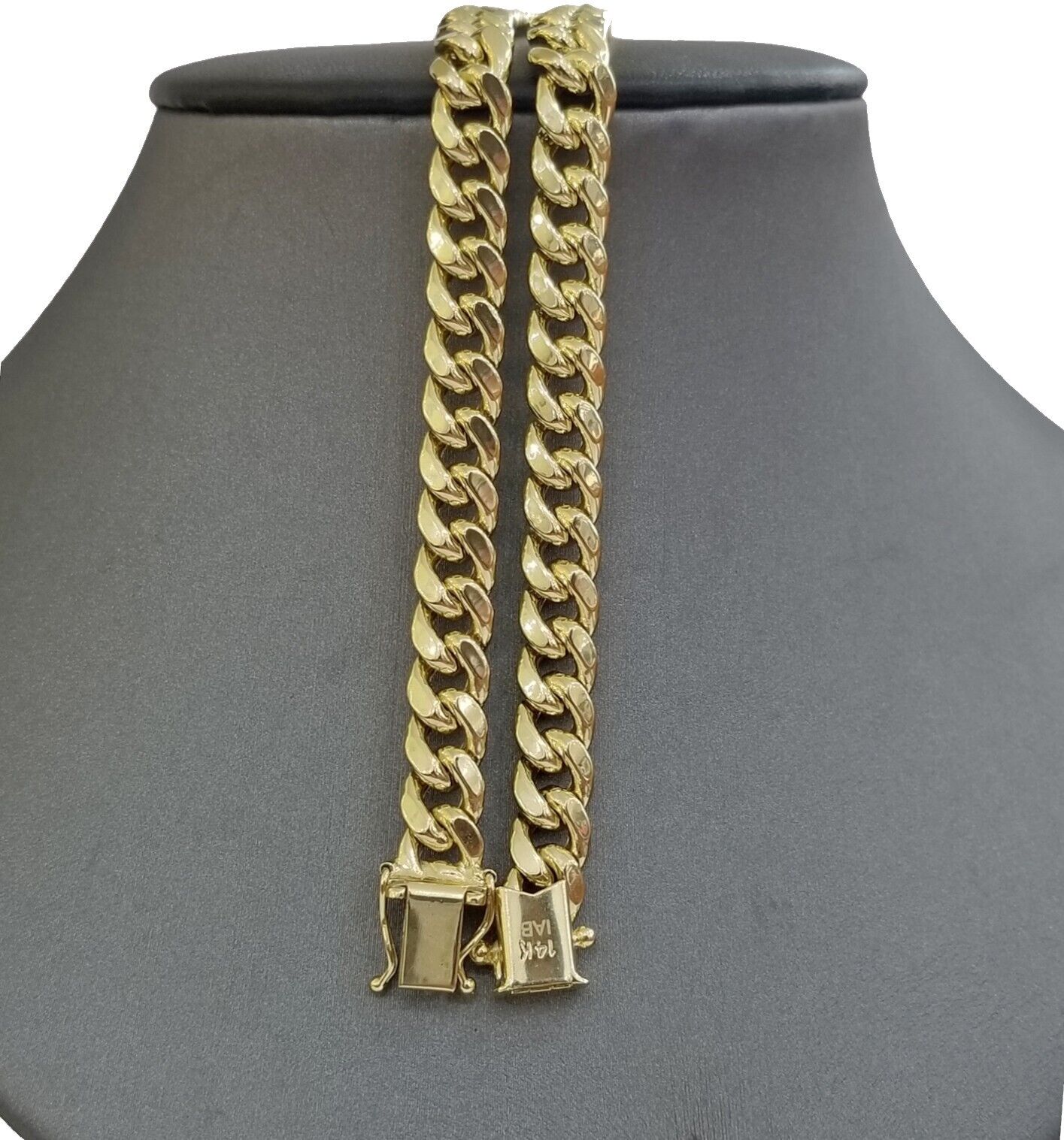 14K Yellow Gold Miami Cuban Chain 22" Inch Long 7mm Box Lock Necklace REAL