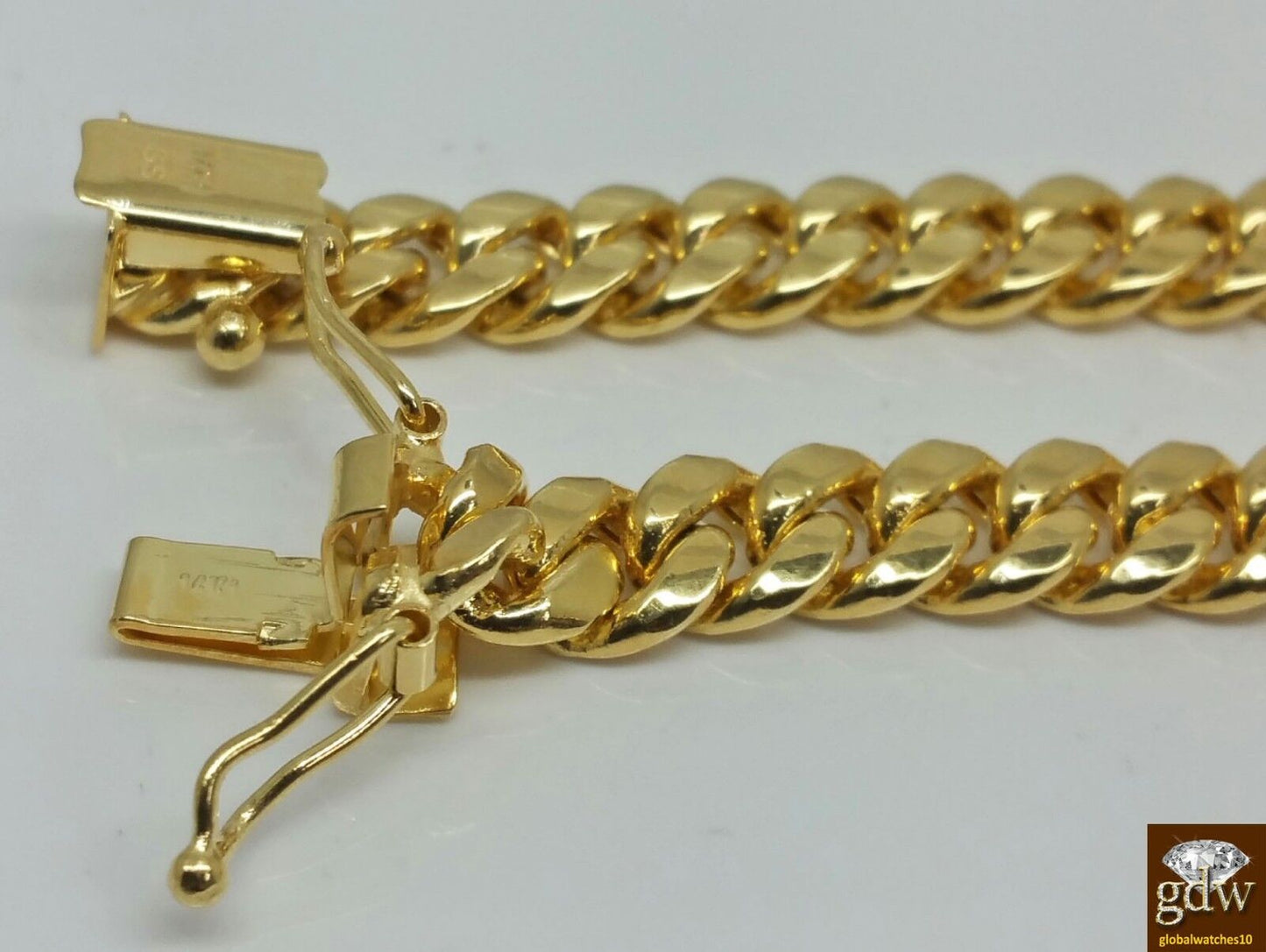 14K Yellow Gold Miami Cuban Chain 8mm 22 inch Long BOX LOCK Men's Necklace REAL