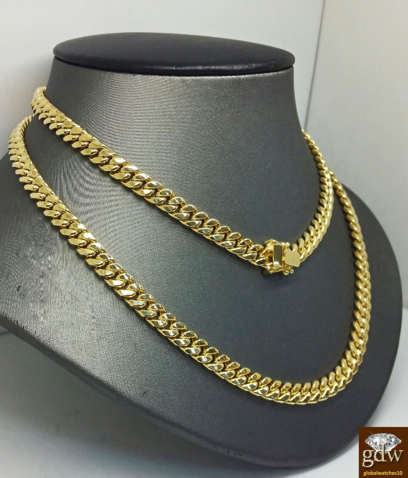 14K Yellow Gold Miami Cuban Chain 8mm 22 inch Long BOX LOCK Men's Necklace REAL