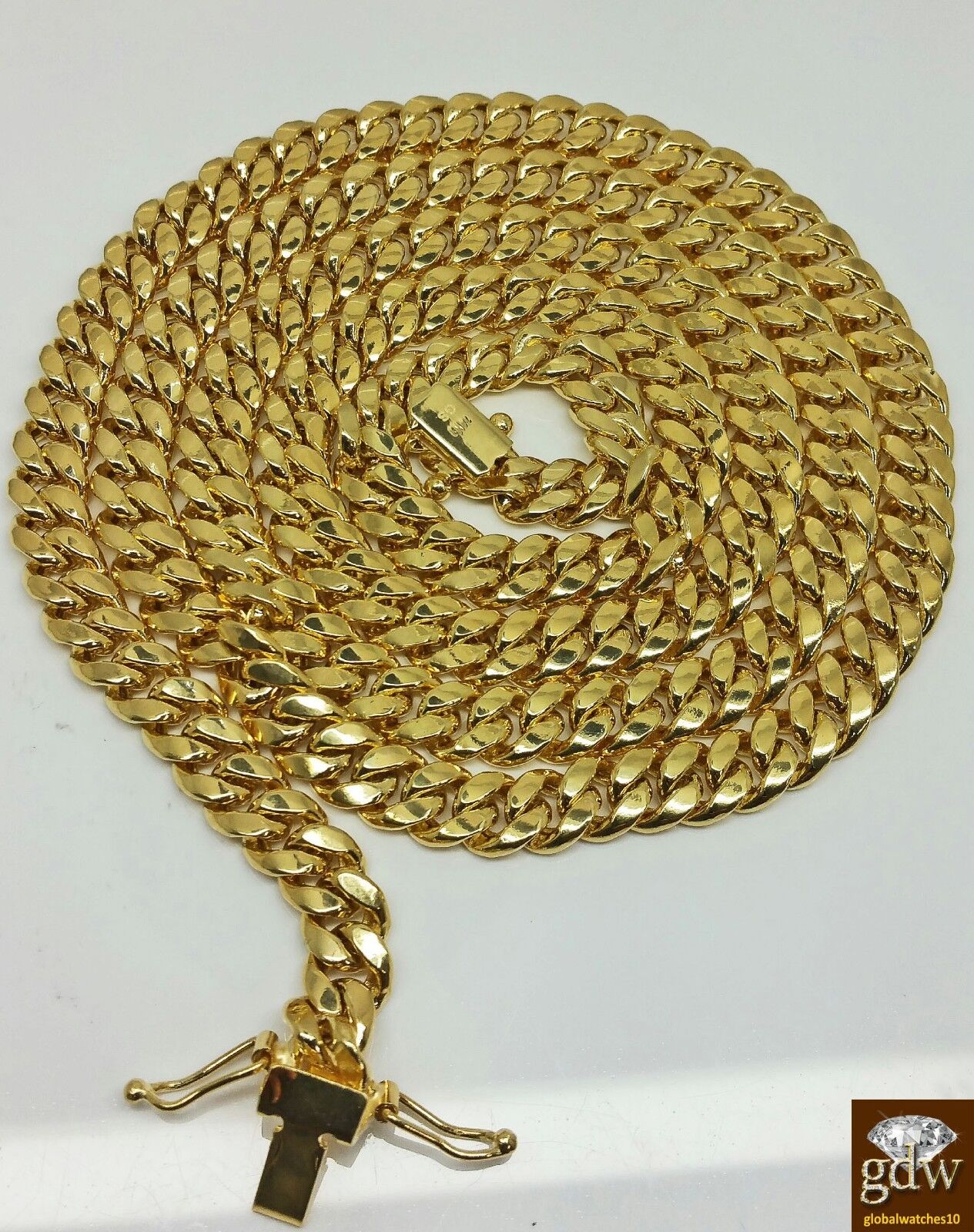 14K Yellow Gold Miami Cuban Chain 8mm 22 inch Long BOX LOCK Men's Necklace REAL