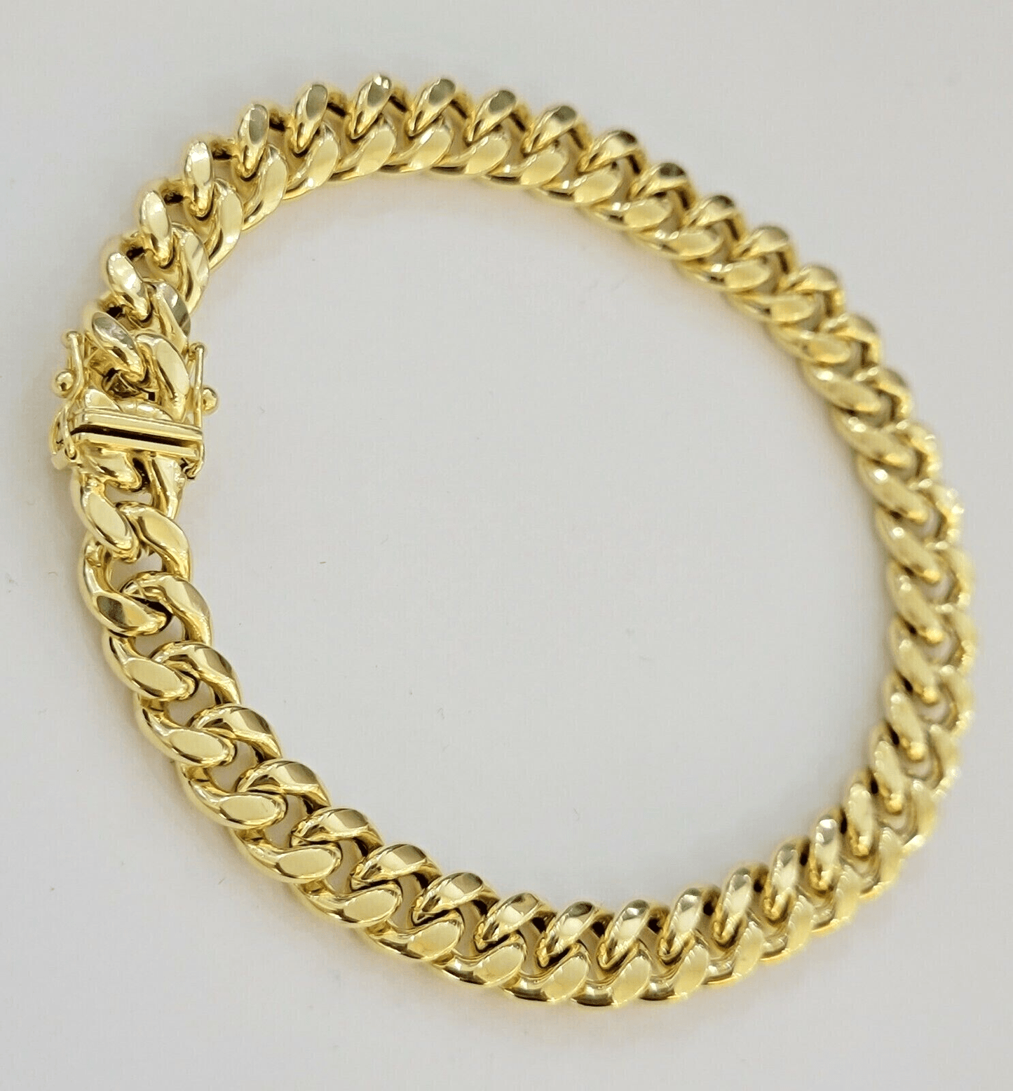 14k Yellow Gold Miami Cuban Link Bracelet 7" inch 8mm Real 14kt Kids and Ladies - GoldenlinQ