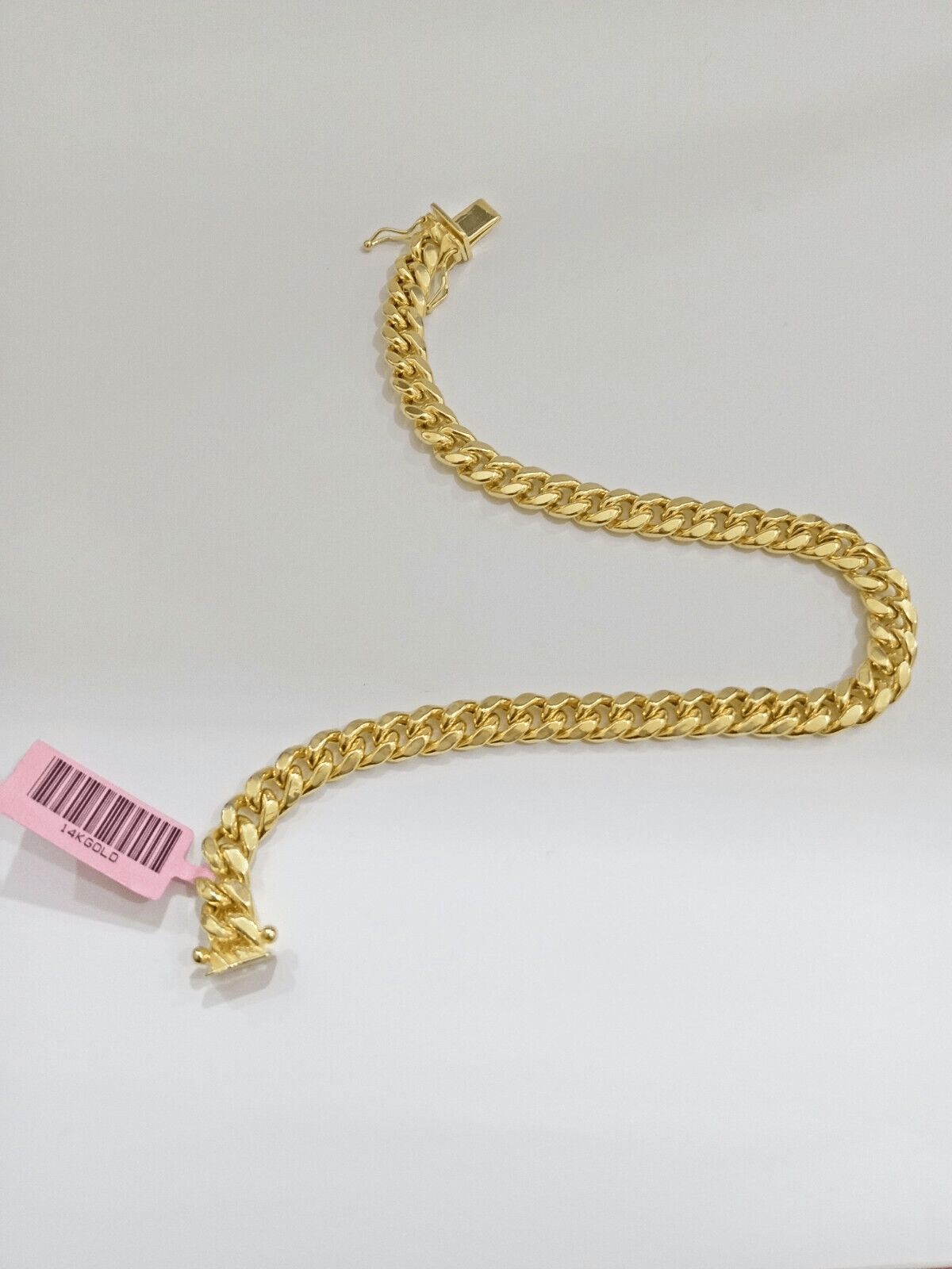 14k Yellow Gold Miami Cuban Link Bracelet 8 inch 7mm Real Mens & Ladies Box Lock - Reva Jeweler