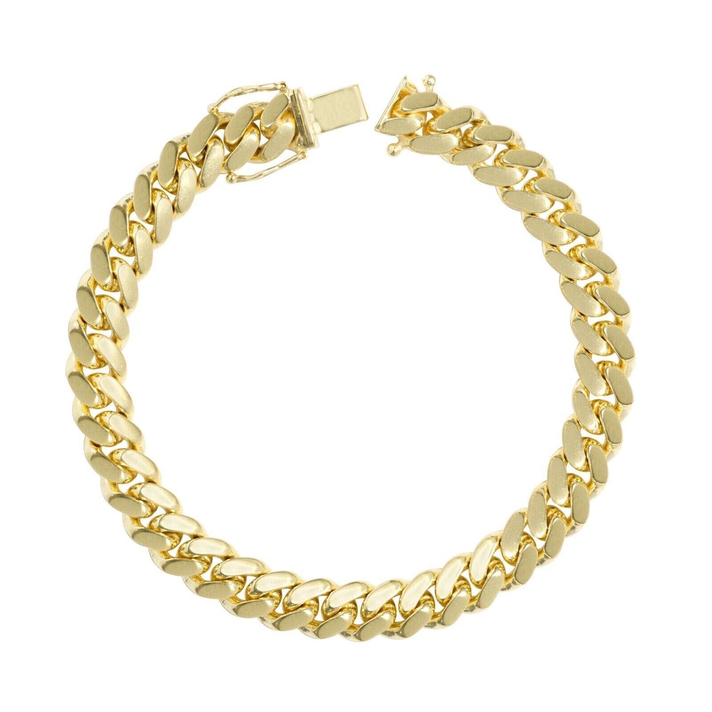 14k Yellow Gold Miami Cuban Link Bracelet 8 inch 8mm Real 14kt Box Lock For Men - Reva Jeweler
